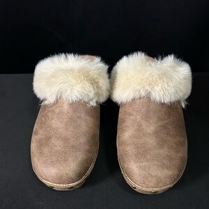 Corkys Brown and Cream Cozy Mules